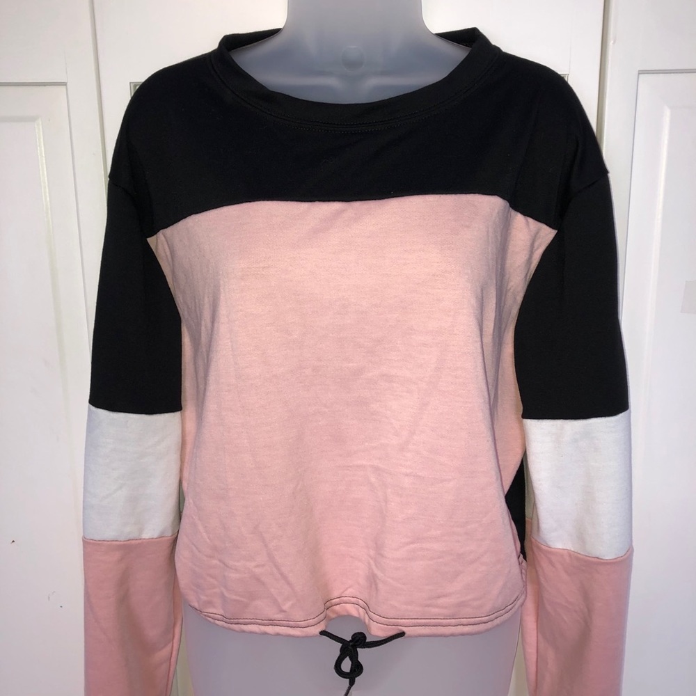 Pink Stripe Block Long Sleeve Bottom Drawstring - Picture 2 of 8